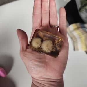 Handcrafted Dandelion Lucite Art Piece